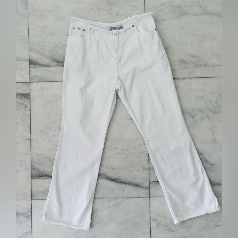 VTG Carolina Blues Jeans White Fringe Bootcut Womens 14 Western Boho Festival